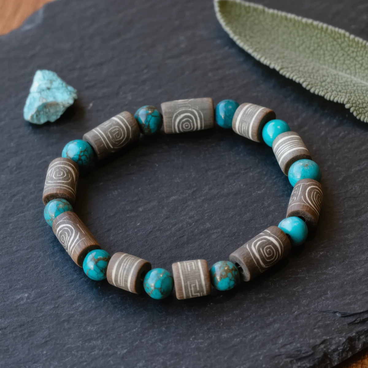 Covenant No. 02 — Cosmic Eye Primary Narrative Covenant No. 02: Cosmic Eye hand-knotted bracelet featuring Tibet Dzi and Hubei Turquoise.