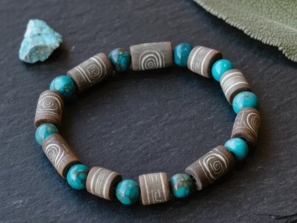 Covenant No. 02 — Cosmic Eye Primary Narrative Covenant No. 02: Cosmic Eye hand-knotted bracelet featuring Tibet Dzi and Hubei Turquoise.