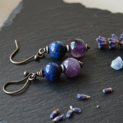 Covenant No. 03 — Midnight Oracle Primary Narrative Covenant No. 03: Midnight Oracle hand-knotted earrings featuring Henan Kyanite and Donghai Amethyst.