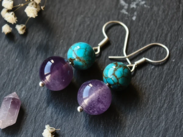 Covenant No. 07 — Spirit's Echo Primary Narrative Covenant No. 07: Spirit's Echo hand-knotted earrings featuring Donghai Amethyst and Hubei Turquoise.
