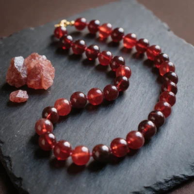 Fortress No. 04 — Ember Guard Primary Narrative Fortress No. 04: Ember Guard hand-knotted necklace featuring Xinjiang Garnet and Sichuan Nanhong.