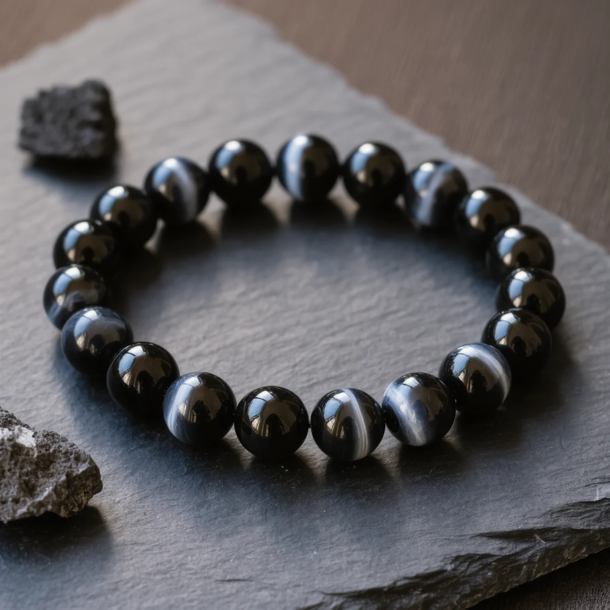 Fortress No. 05 — Dark Armor Primary Narrative Fortress No. 05: Dark Armor hand-knotted bracelet featuring Tibet Obsidian and Henan Black Tiger Eye.