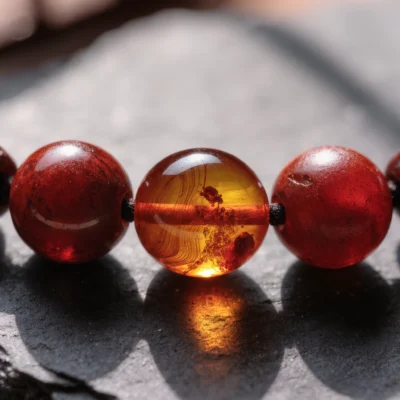Fortress No. 06 — Mineral Covenant Detail Fortress No. 06 macro detail revealing the dense texture of Guizhou Cinnabar and organic inclusions within Tengchong Amber.