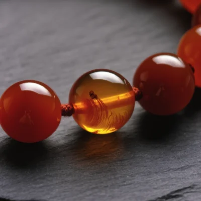 Radiance No. 04 — Microscopic Origin Detail Radiance No. 04 macro detail revealing the dormant fire inclusions in Tengchong Amber and waxy Sichuan Nanhong.