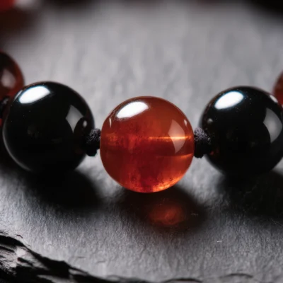 Radiance No. 08 — Mineral Transformation Detail Radiance No. 08 macro detail revealing the dark mirror of Obsidian and the molten heart of Nanhong Agate.