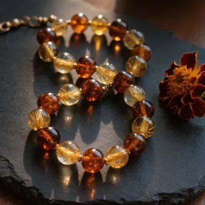 Radiance No. 10 — Phoenix Spirit Primary Narrative Radiance No. 10: Phoenix Spirit hand-knotted necklace featuring Yunnan Tengchong Amber and Donghai Rutilated Quartz.
