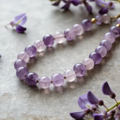 Serenity No. 08 — Ethereal Dream Primary Narrative Serenity No. 08: Ethereal Dream hand-knotted necklace featuring Zhejiang Purple Fluorite and Donghai Rose Quartz.